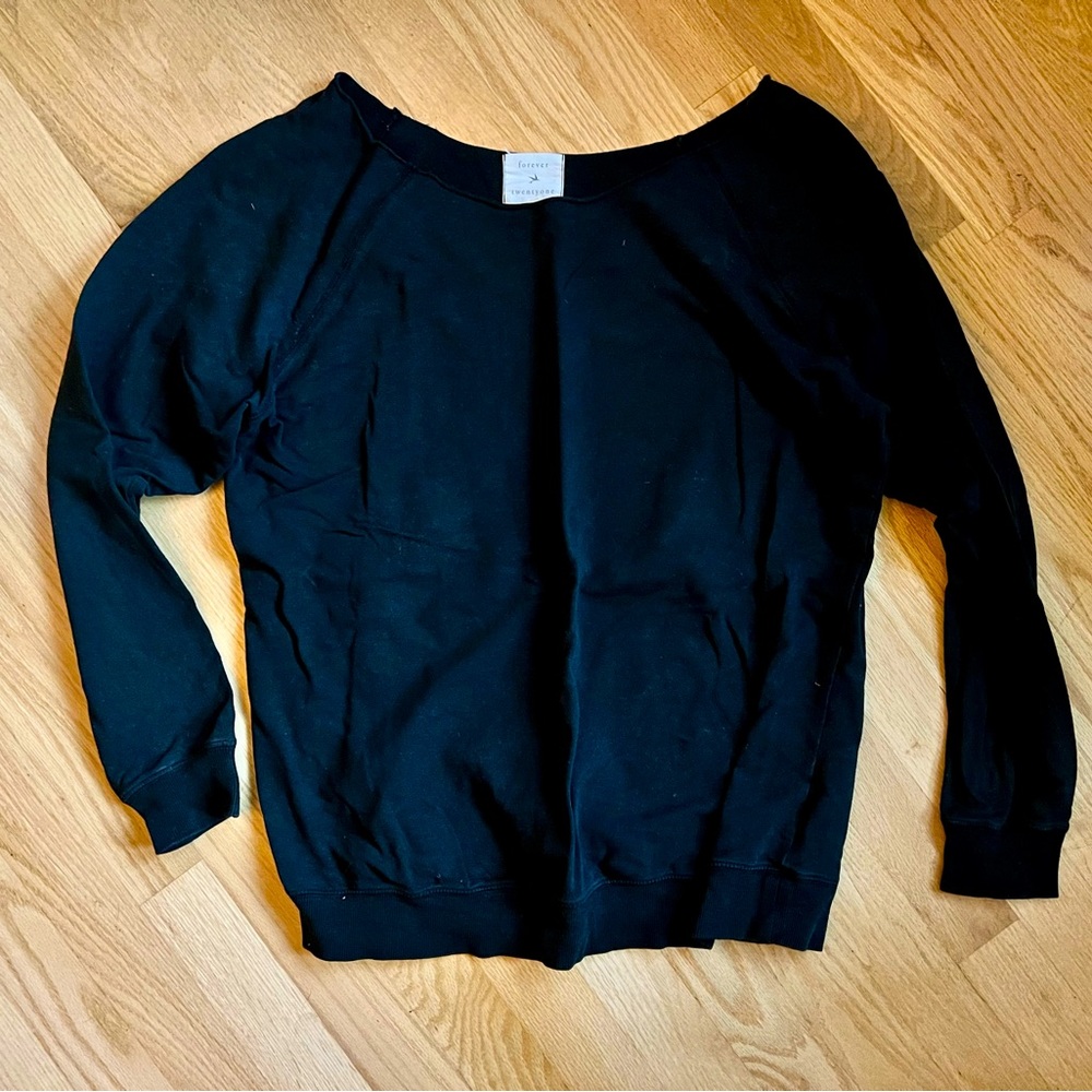 Forever 21 Medium Black Off the Shoulder Sweatshirt